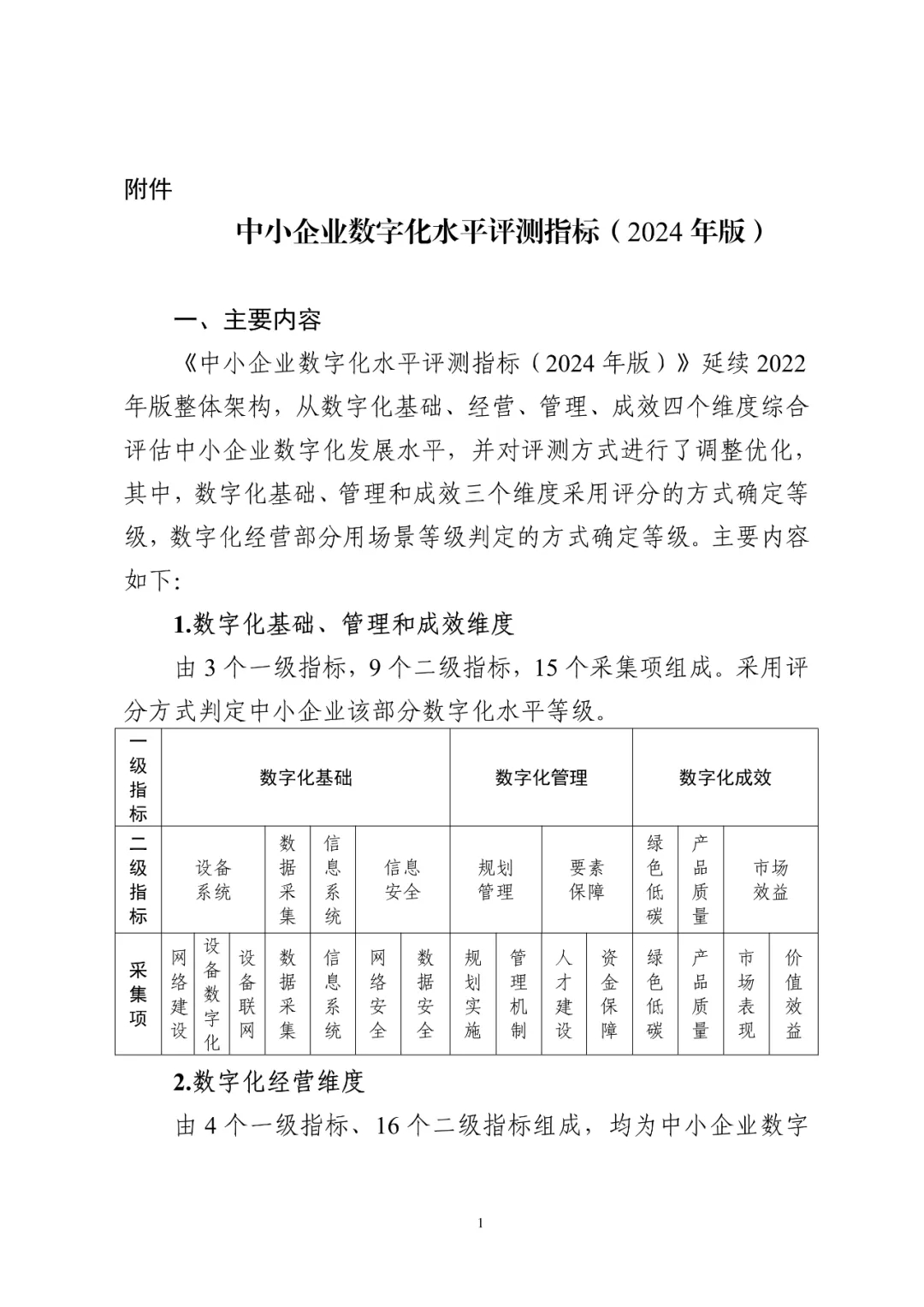 国家工信部关于发布中小企业数字化水平评测指标（2024年版）的通知